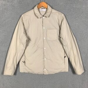 Hill City Thermal Shirt Jacket Men's Small Beige Lightweight Snap Button Shacket
